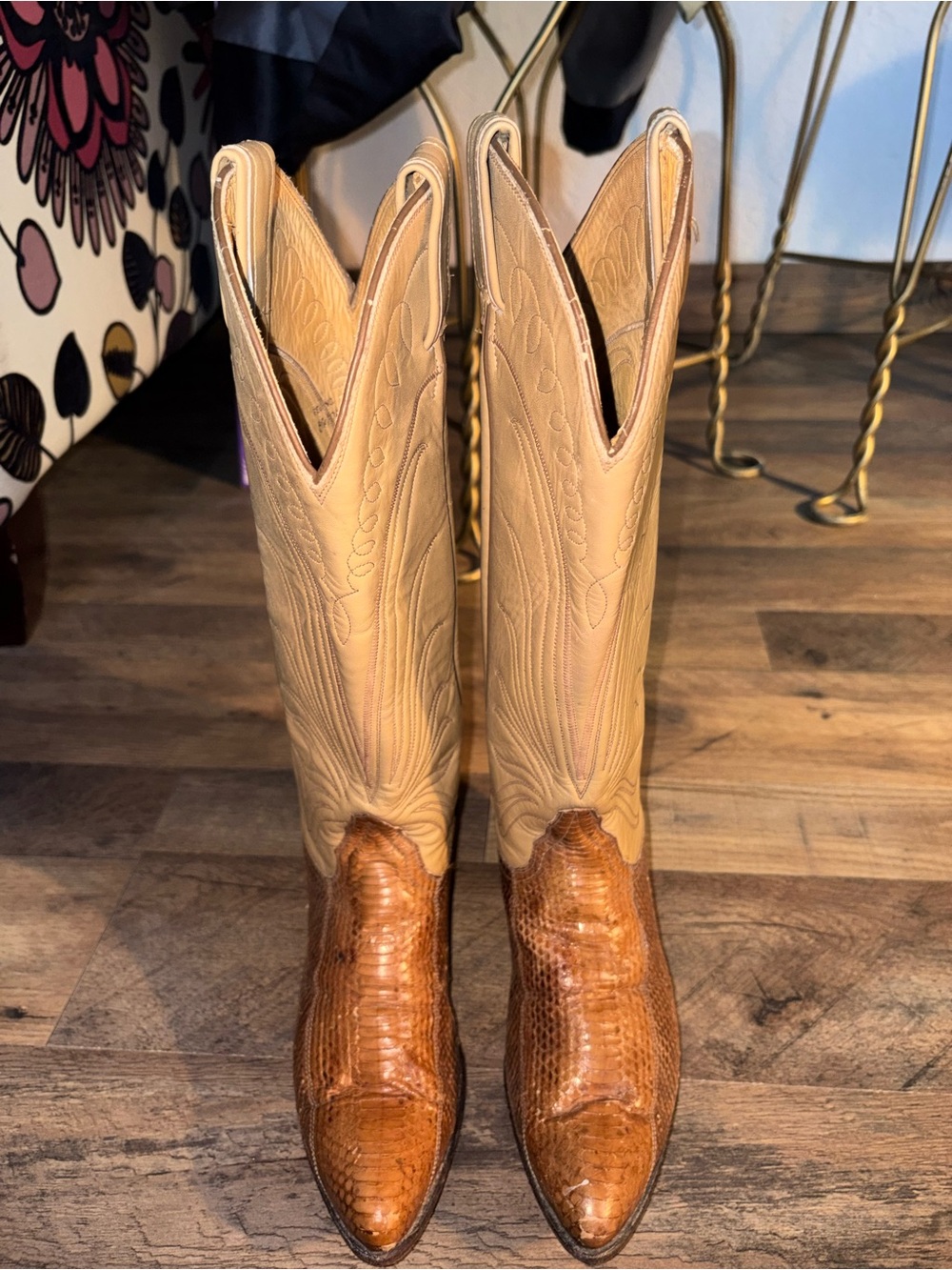 Tony Lama Yellow Leather Western Boots